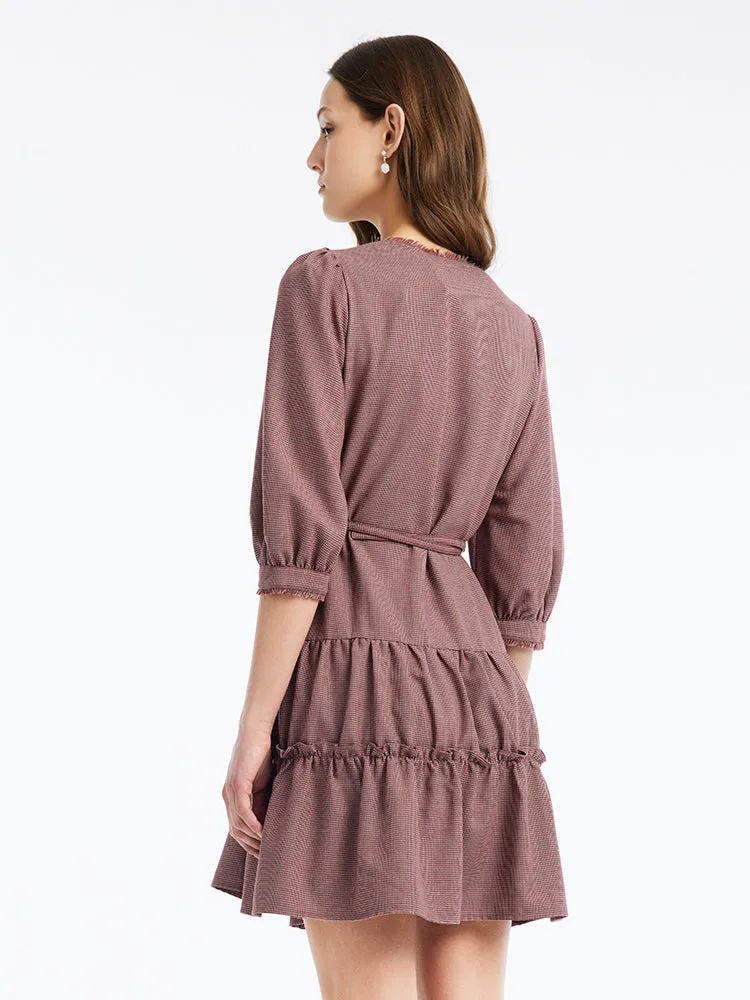 Houndstooth A-Line Mini Dress With Belt sold by Goelia product image thumbnail 2