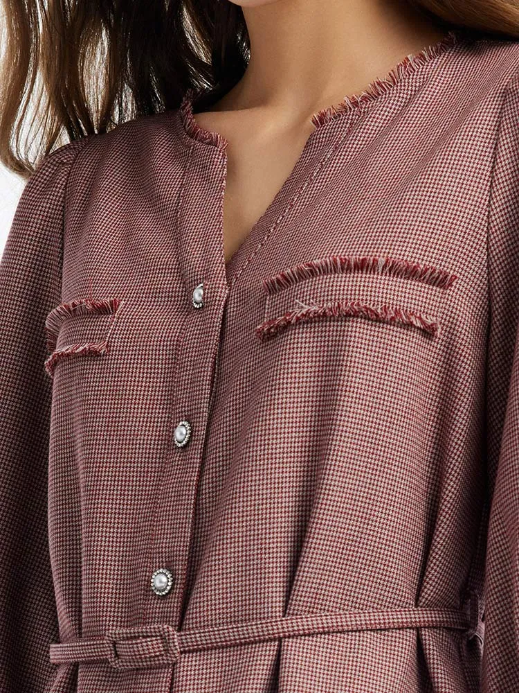 Houndstooth A-Line Mini Dress With Belt sold by Goelia product image thumbnail 4