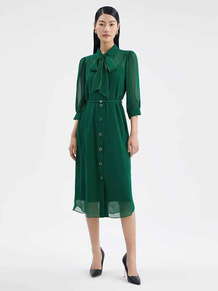 10 Momme Silk Midi Shirt Dress sold by Goelia