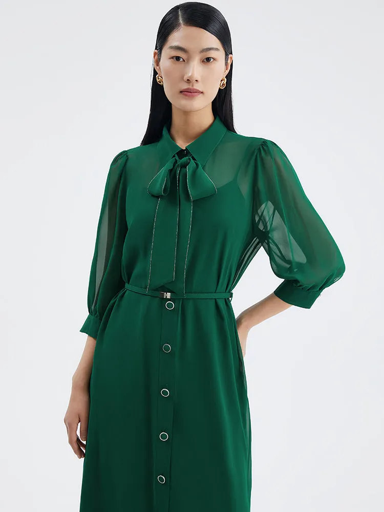 10 Momme Silk Midi Shirt Dress sold by Goelia product image thumbnail 2