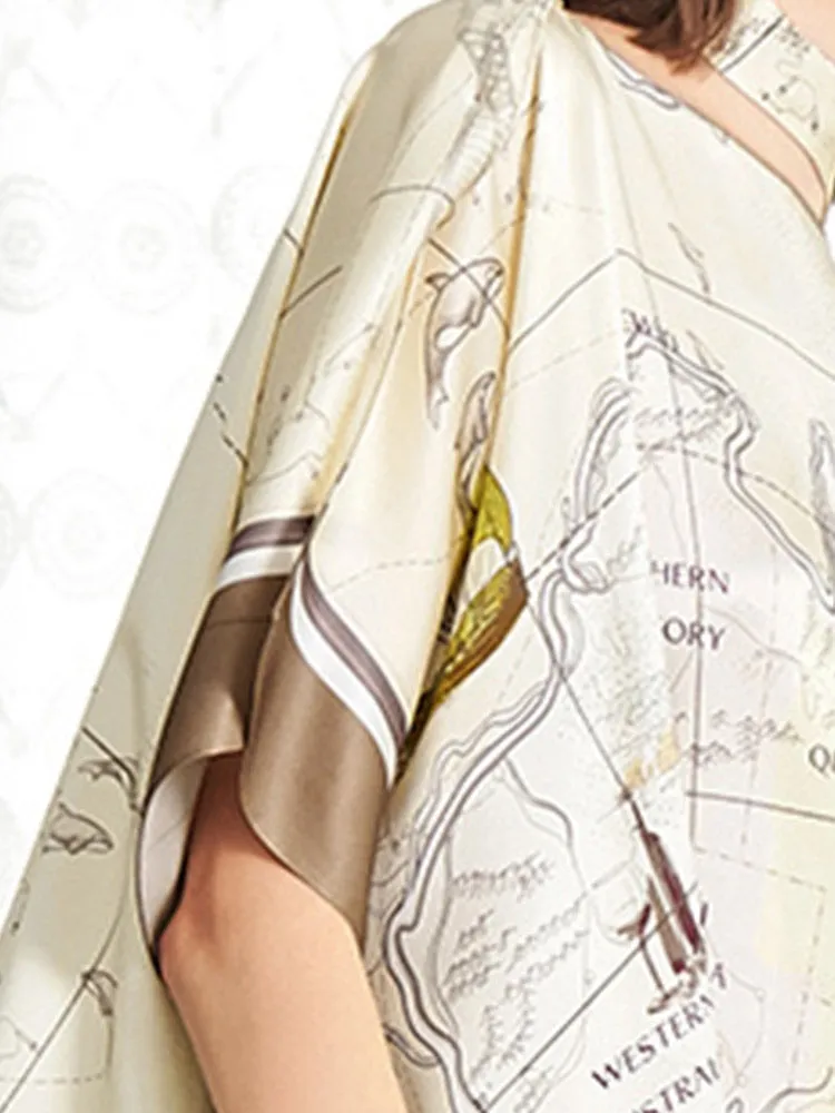 Map Print Silk Women Blouse sold by Goelia product image thumbnail 4