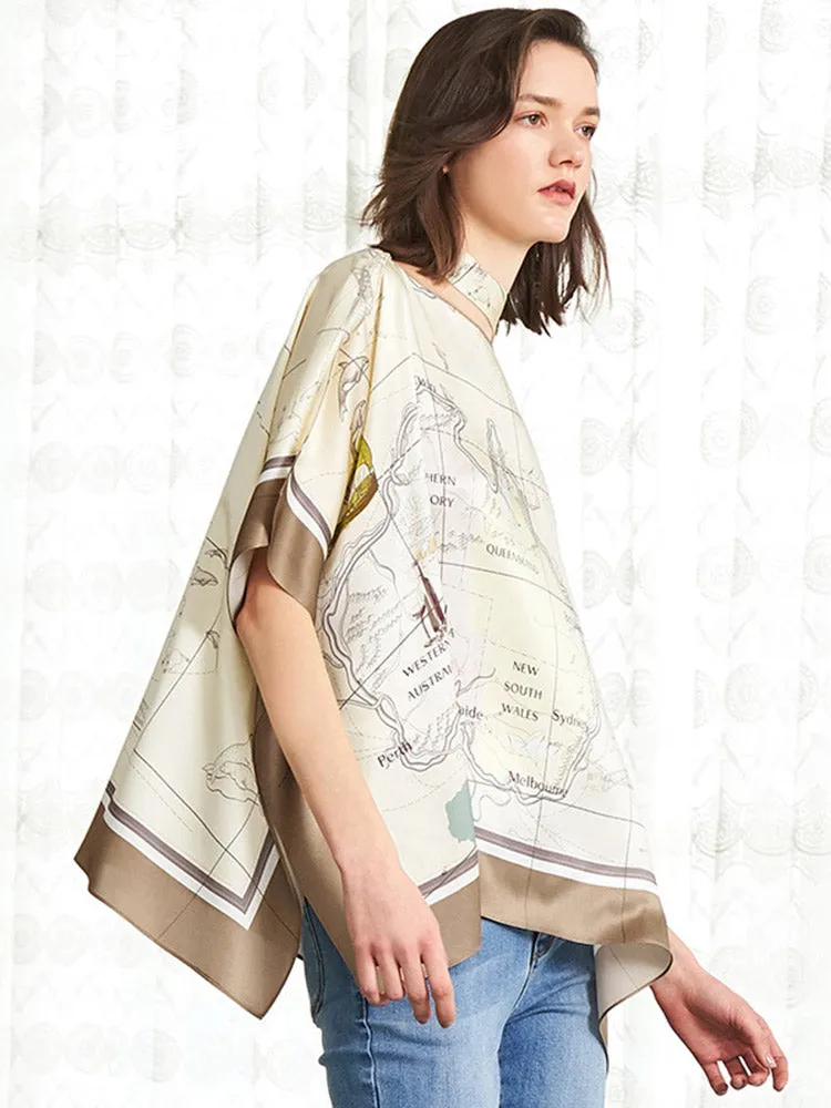 Map Print Silk Women Blouse sold by Goelia product image thumbnail 2