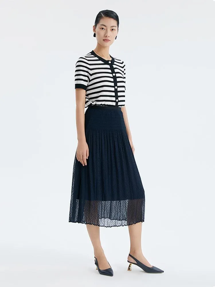 Acetate Stripe Cropped Knit Top sold by Goelia product image thumbnail 2