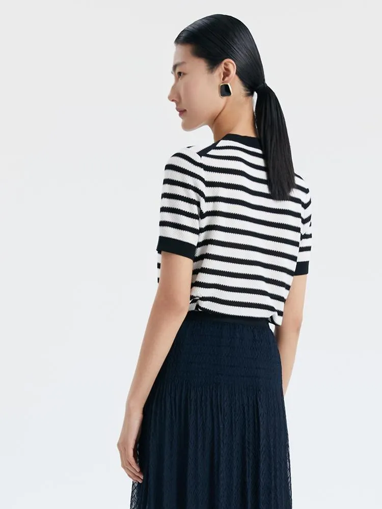 Acetate Stripe Cropped Knit Top sold by Goelia product image thumbnail 3
