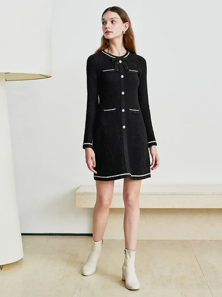 Black Single-Breasted Bowknot Mini Dress sold by Goelia product image thumbnail 2