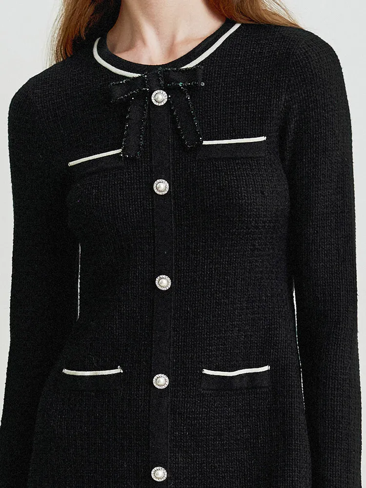 Black Single-Breasted Bowknot Mini Dress sold by Goelia product image thumbnail 5