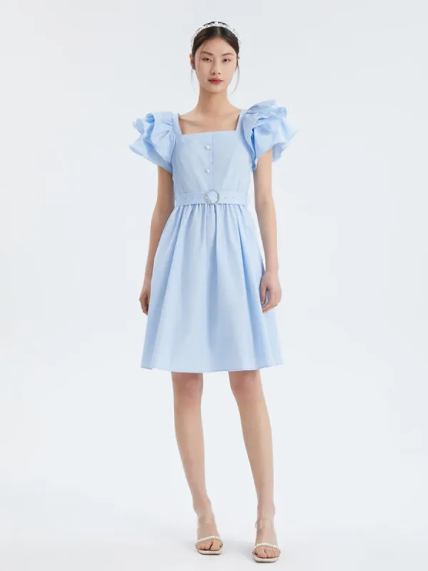 Ruffle Sleeve Square Neck Mini Dress sold by Goelia