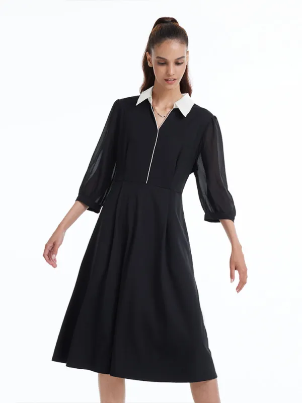 Black Knitted Gathered Waist Midi Dress sold by Goelia