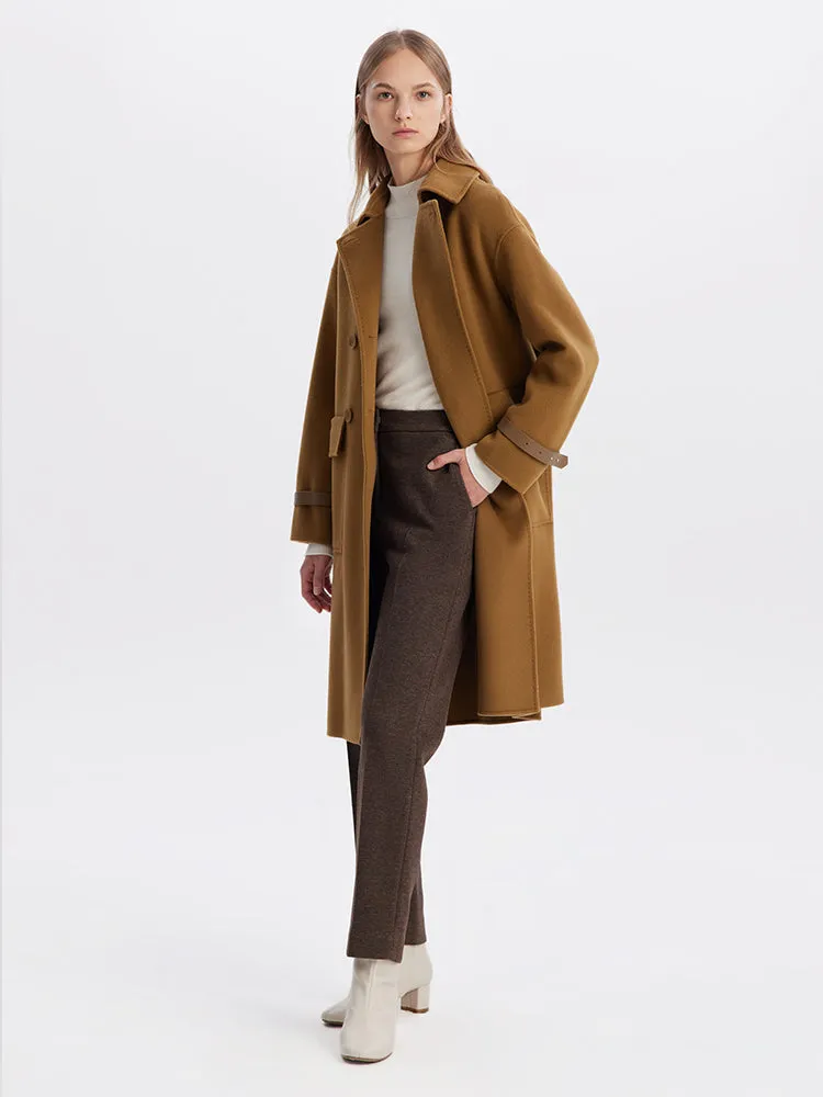 Brown Double Face Woolen Coat sold by Goelia