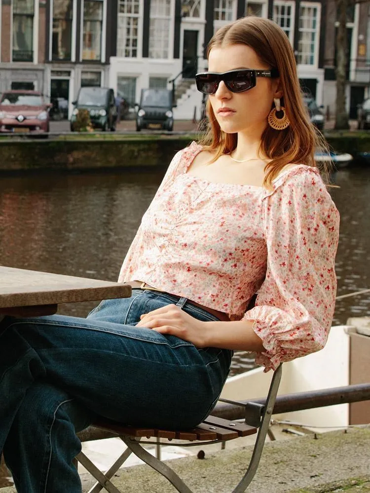 Floral Puff Sleeve Women Blouse sold by Goelia product image thumbnail 4