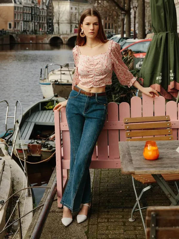 Floral Puff Sleeve Women Blouse made by Goelia