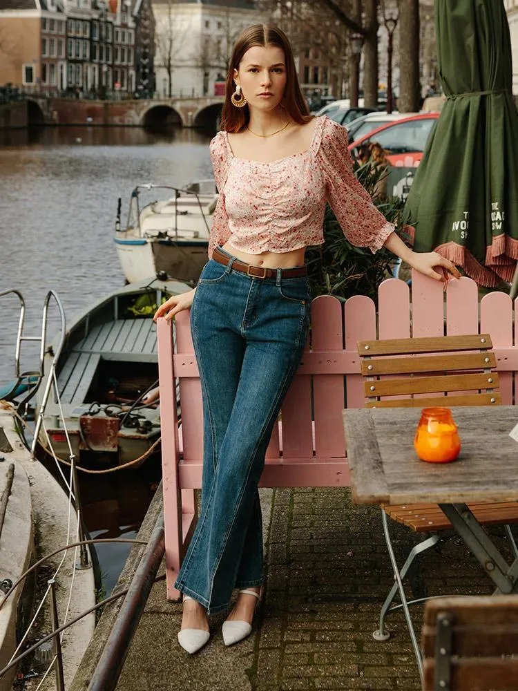 Floral Puff Sleeve Women Blouse sold by Goelia