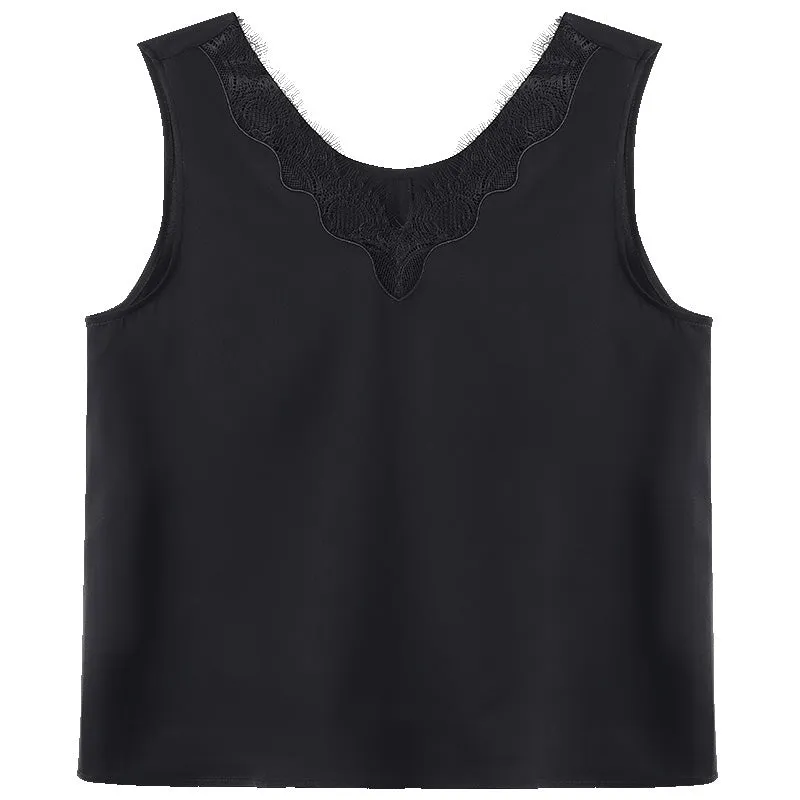 22 Momme Silk V-Neck Lace Tank Top sold by Goelia product image thumbnail 4