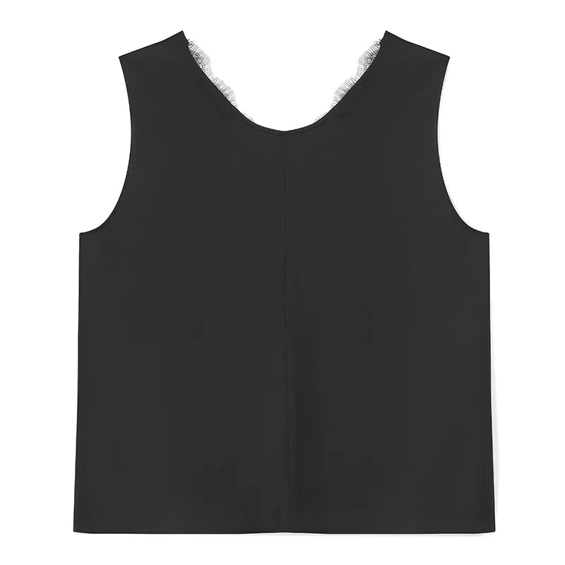 22 Momme Silk V-Neck Lace Tank Top sold by Goelia product image thumbnail 5