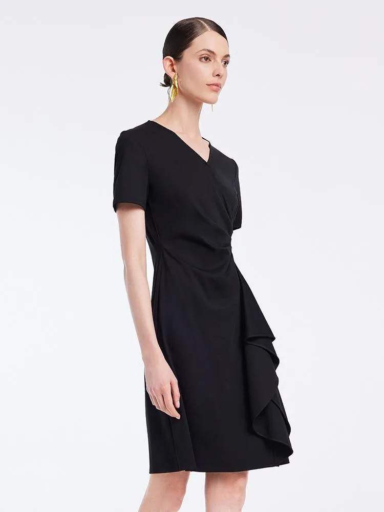 V-neck Pleated Knit Mini Dress sold by Goelia product image thumbnail 5