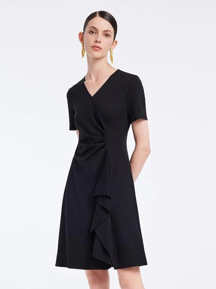 V-neck Pleated Knit Mini Dress sold by Goelia product image thumbnail 3