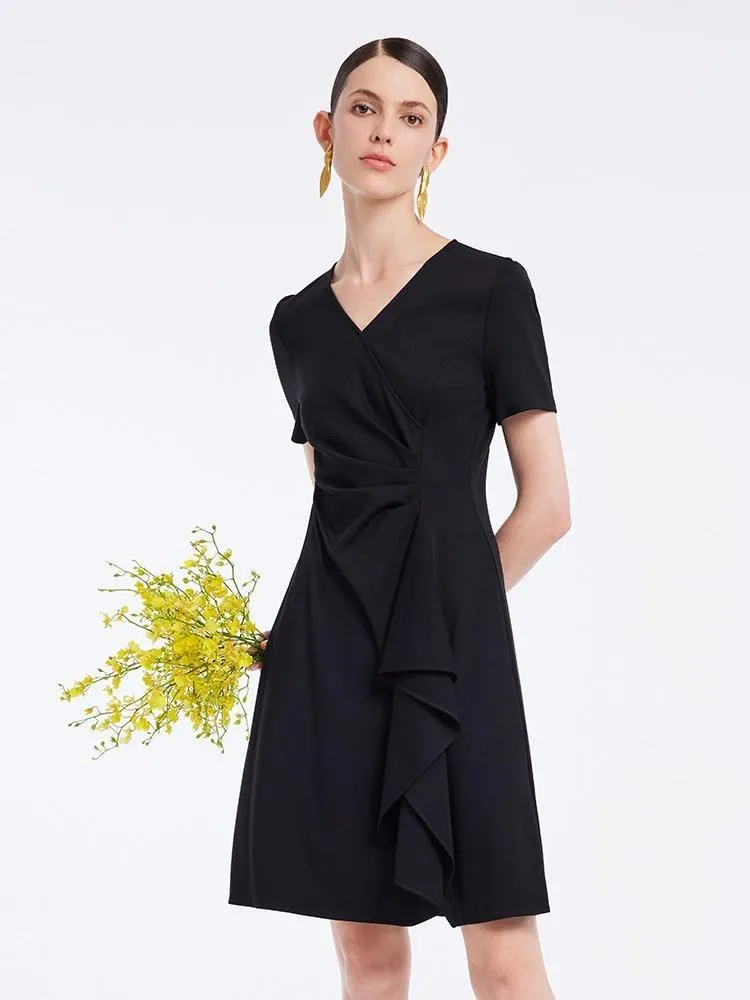 V-neck Pleated Knit Mini Dress sold by Goelia