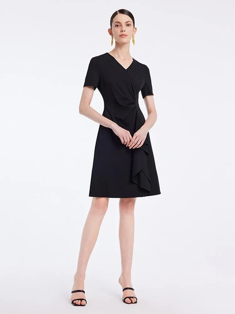 V-neck Pleated Knit Mini Dress sold by Goelia product image thumbnail 4