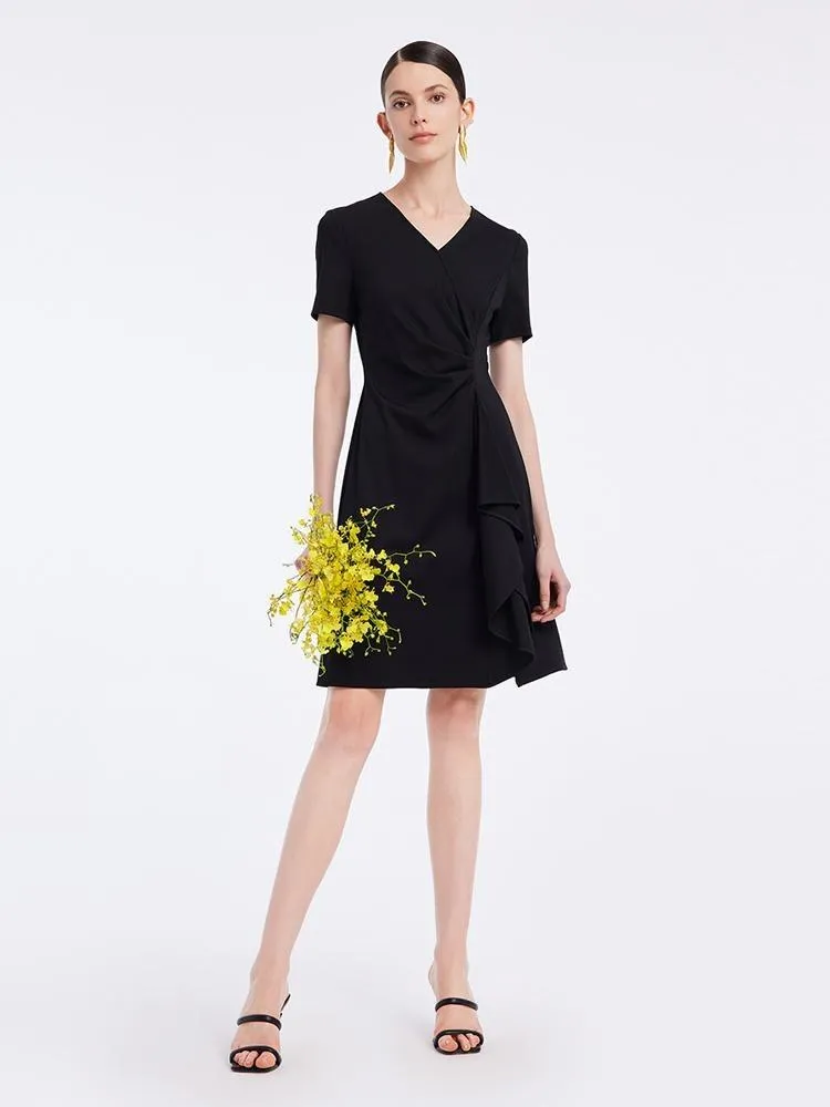 V-neck Pleated Knit Mini Dress sold by Goelia product image thumbnail 2