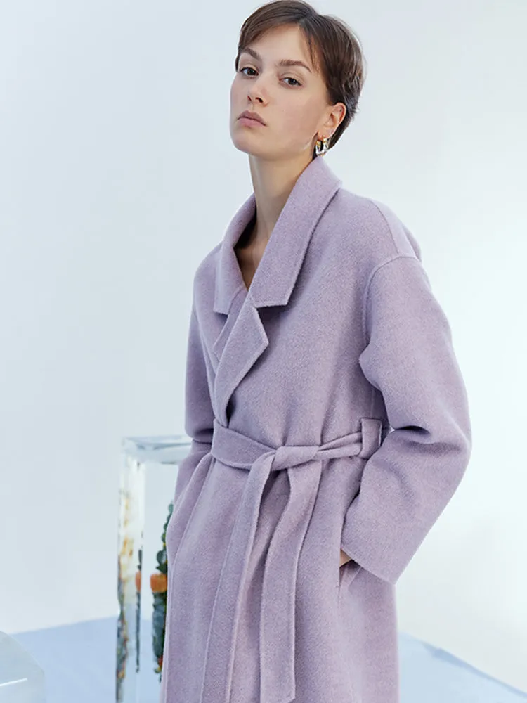 Lilac Purple Woolen Double-Face Lapel Women Coat sold by Goelia product image thumbnail 4