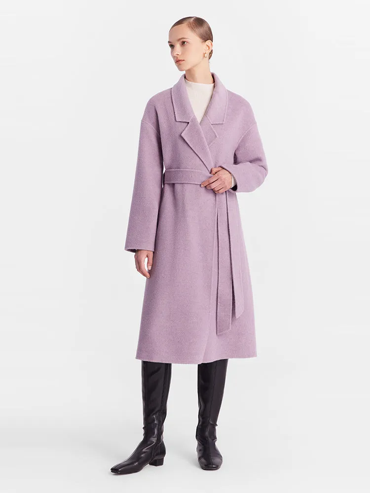 Lilac Purple Woolen Double-Face Lapel Women Coat sold by Goelia product image thumbnail 2