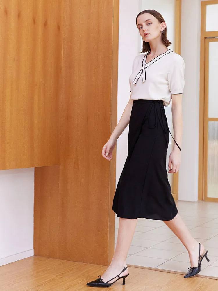 White V-Neck Blouse sold by Goelia product image thumbnail 3