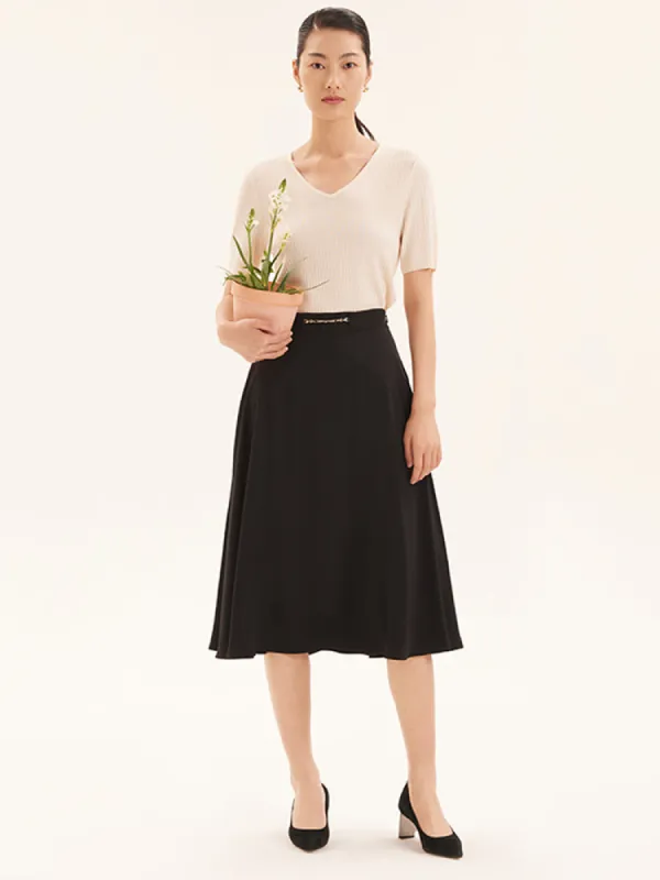 Black A-Line Triacetate Skirt sold by Goelia