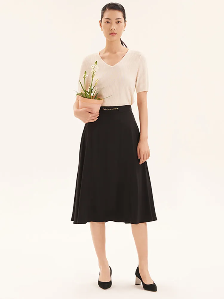 Black A-Line Triacetate Skirt sold by Goelia