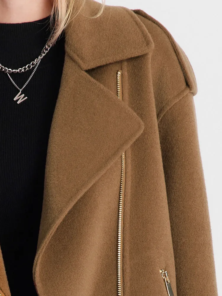 Brown Woolen Lapel Crop Women Coat sold by Goelia product image thumbnail 4