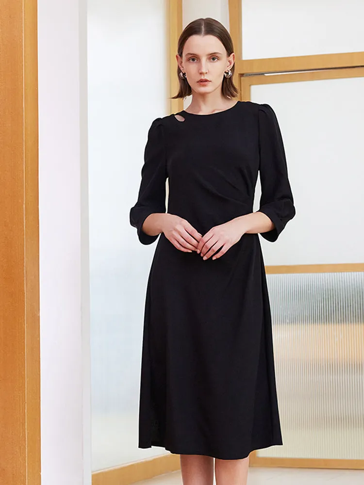 Black Slim A-shape Midi Dress sold by Goelia product image thumbnail 5