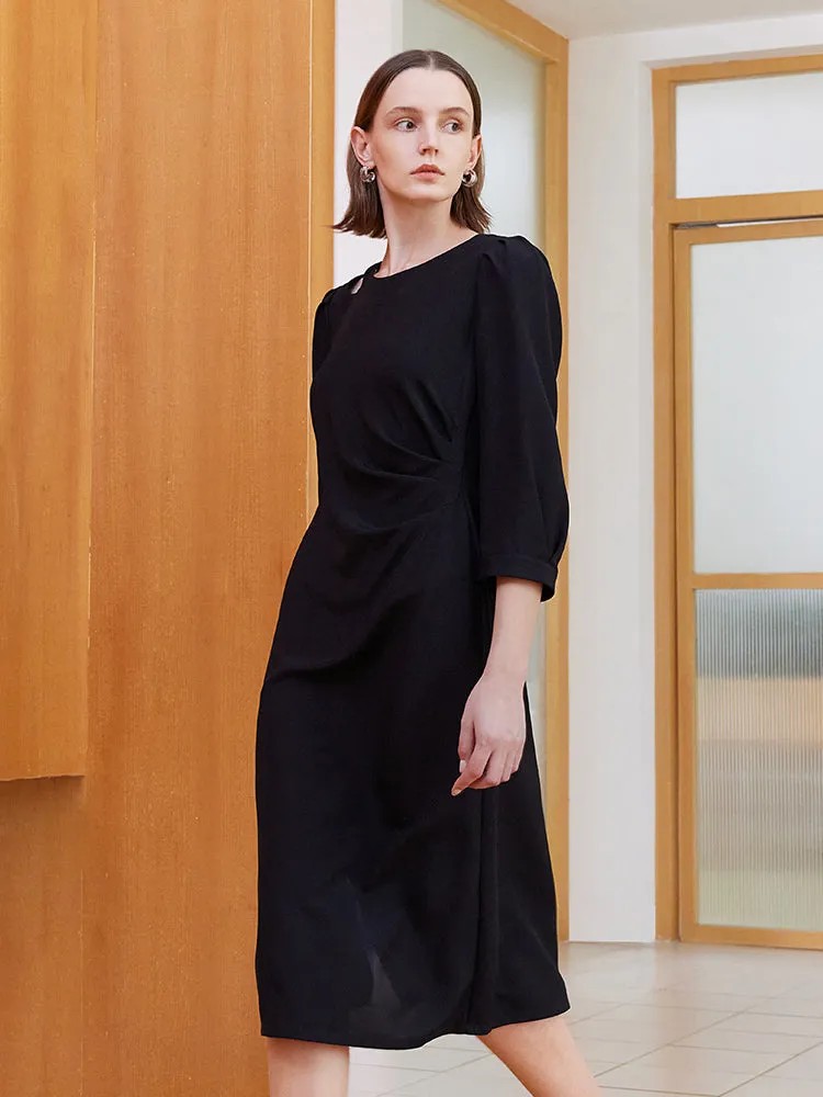 Black Slim A-shape Midi Dress sold by Goelia product image thumbnail 4