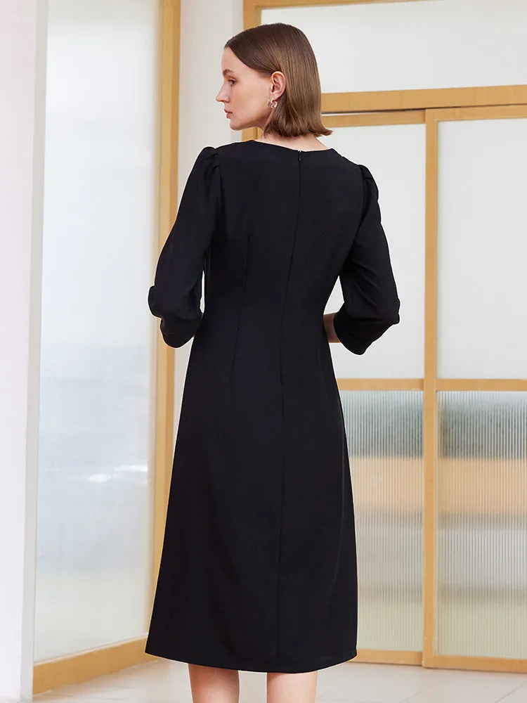 Black Slim A-shape Midi Dress sold by Goelia product image thumbnail 2