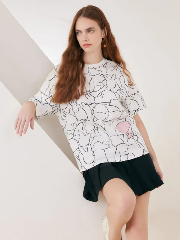 Oversized Cartoon Print T-shirt sold by Goelia