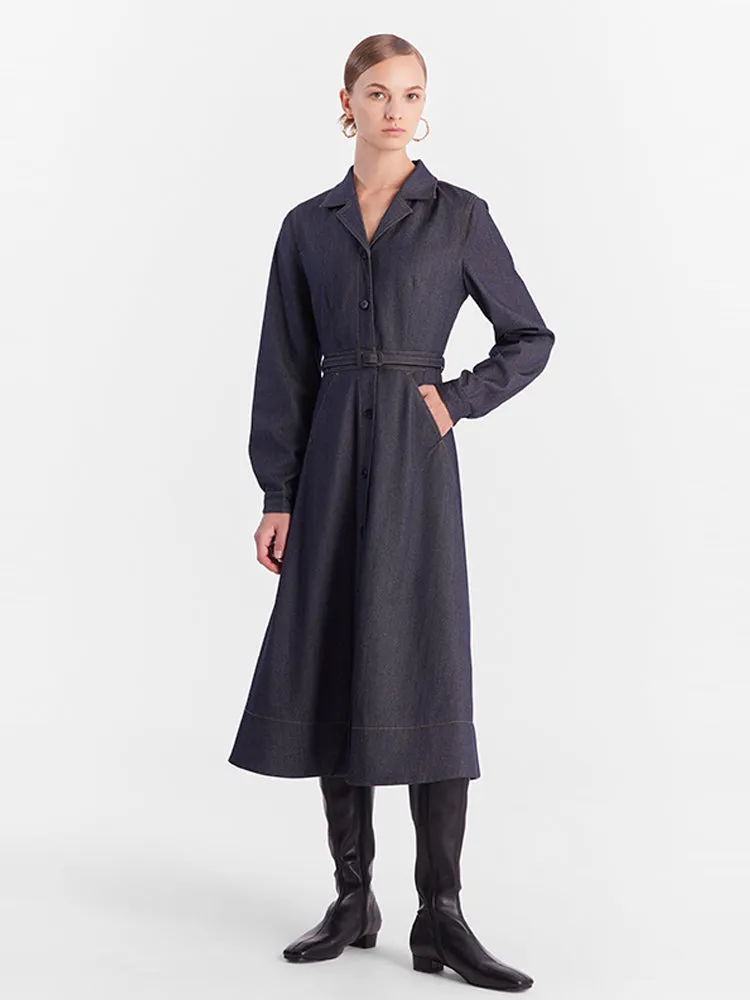 Worsted Wool Maxi Collared Dress sold by Goelia