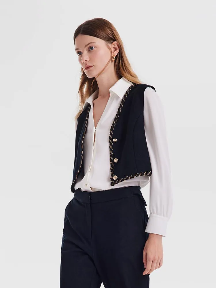 Wool And Cashmere V-Neck Women Vest sold by Goelia product image thumbnail 4