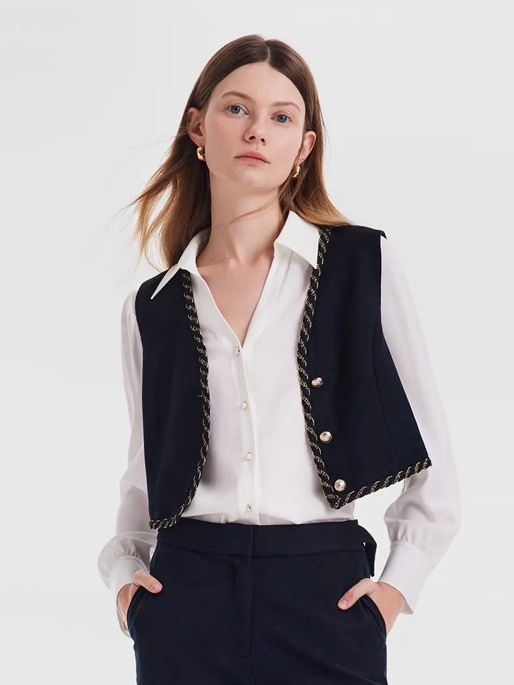 Wool And Cashmere V-Neck Women Vest sold by Goelia