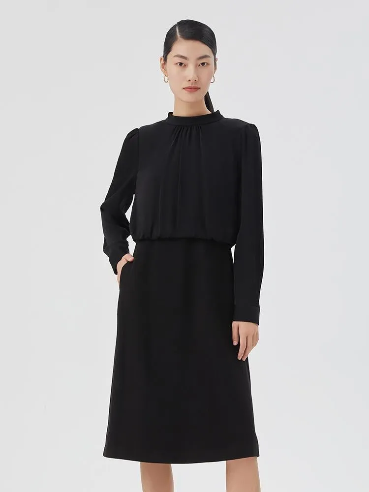 Tied Round Neck Top And Washable Wool Skirt Two-piece Suit sold by Goelia
