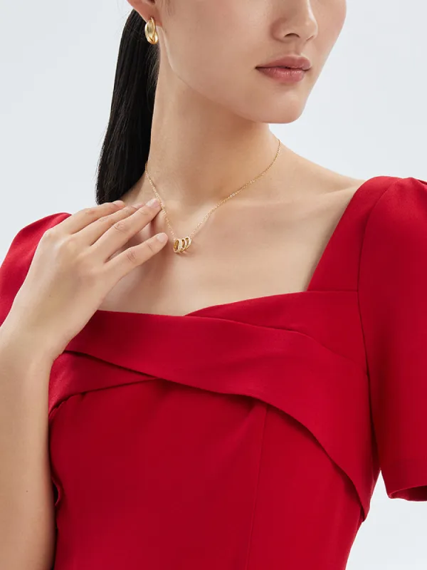 Triacetate Square-Neck Short Sleeve Midi Dress sold by Goelia