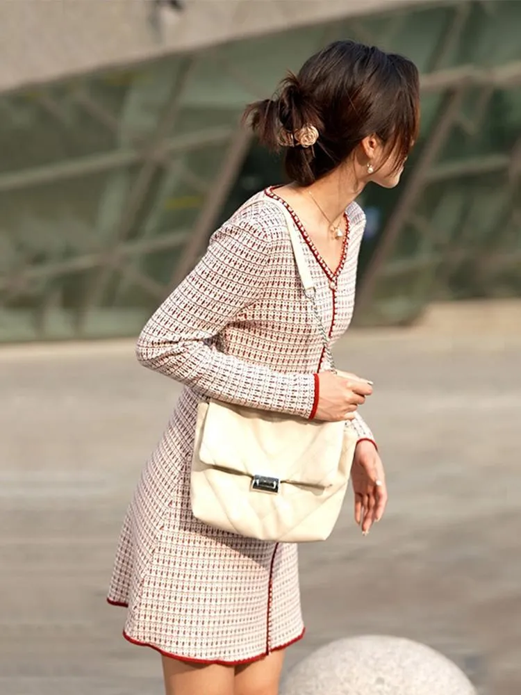 V-Neck Knit Mini Women Dress sold by Goelia product image thumbnail 3