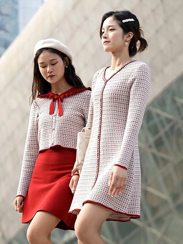 V-Neck Knit Mini Women Dress sold by Goelia product image thumbnail 2