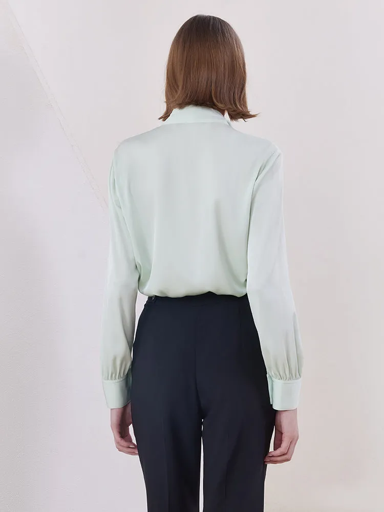 Mint Green 22 Momme Mulberry Silk Women Shirt With Flutter sold by Goelia product image thumbnail 3