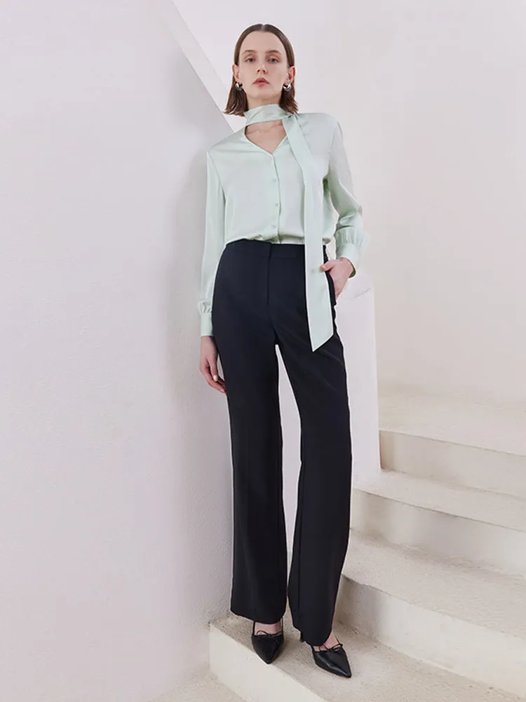 Mint Green 22 Momme Mulberry Silk Women Shirt With Flutter sold by Goelia product image thumbnail 5