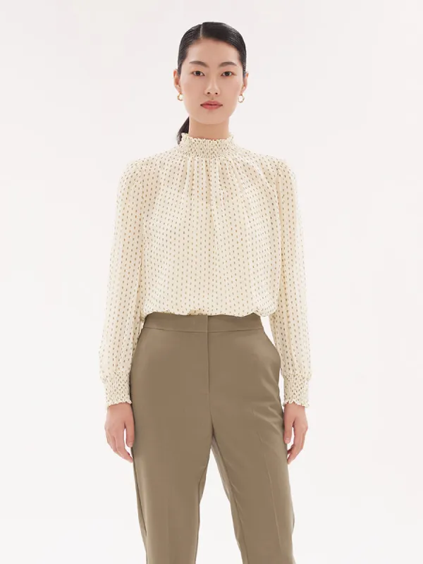 Pure Silk Print Blouse And Camisole Two-Piece Set made by Goelia