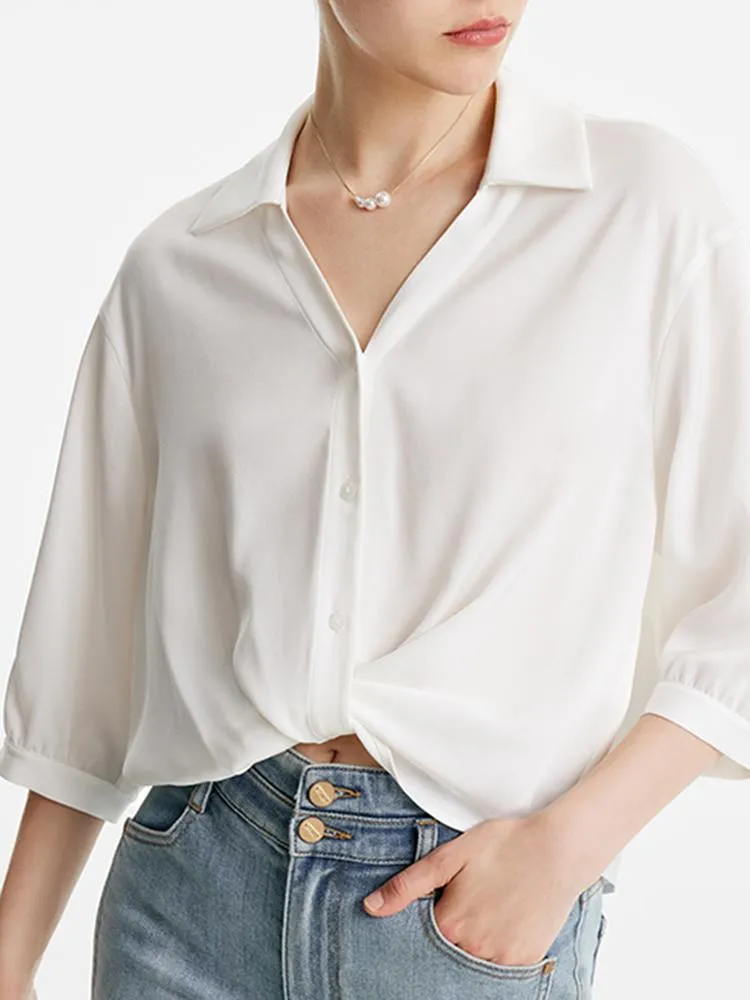 V-neck Three-quarter Sleeve Acetate Women Shirt sold by Goelia product image thumbnail 5