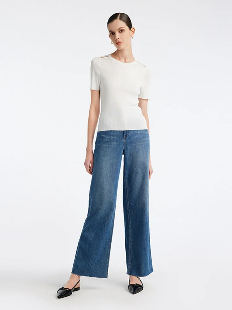 White Acetate Basic Women Knit Top sold by Goelia product image thumbnail 2