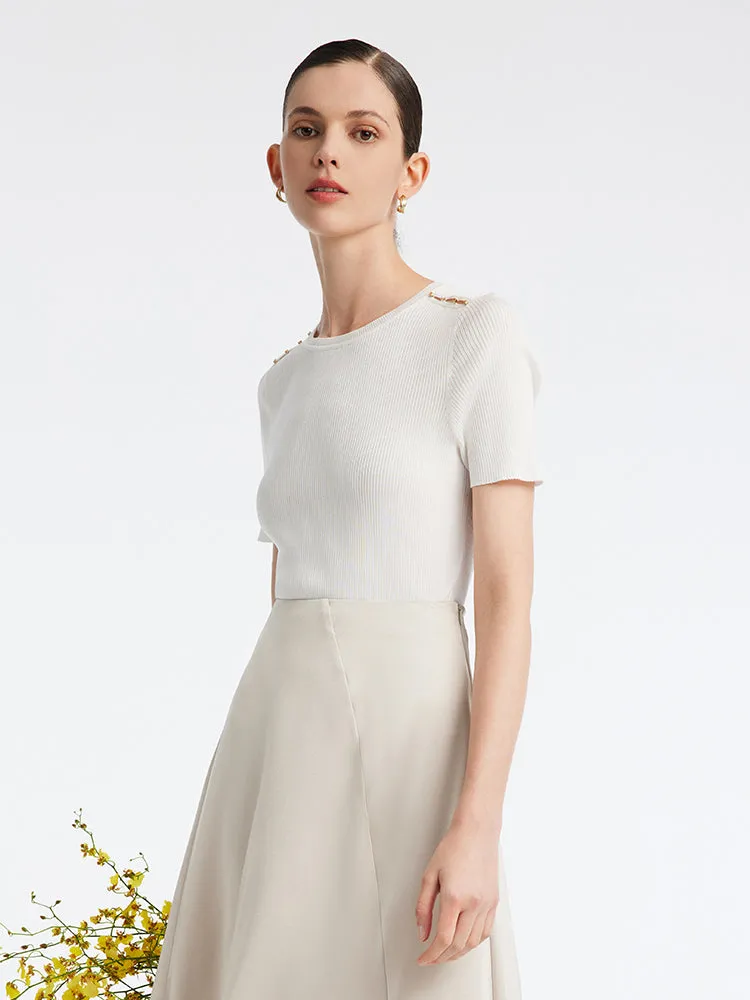 White Acetate Basic Women Knit Top sold by Goelia product image thumbnail 3