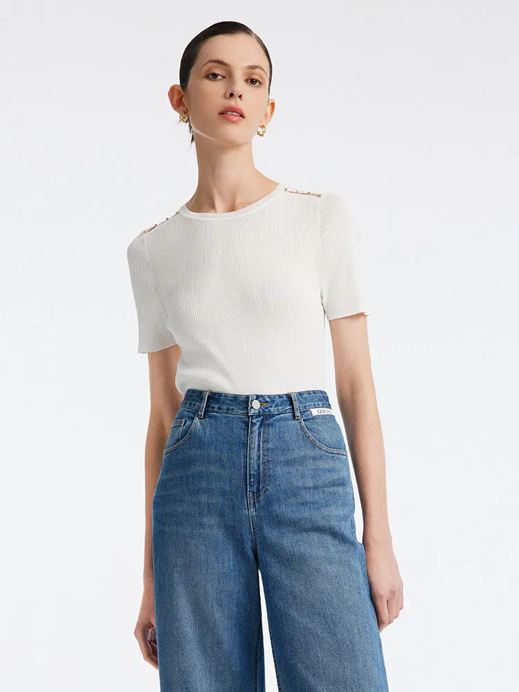 White Acetate Basic Women Knit Top sold by Goelia product image thumbnail 4