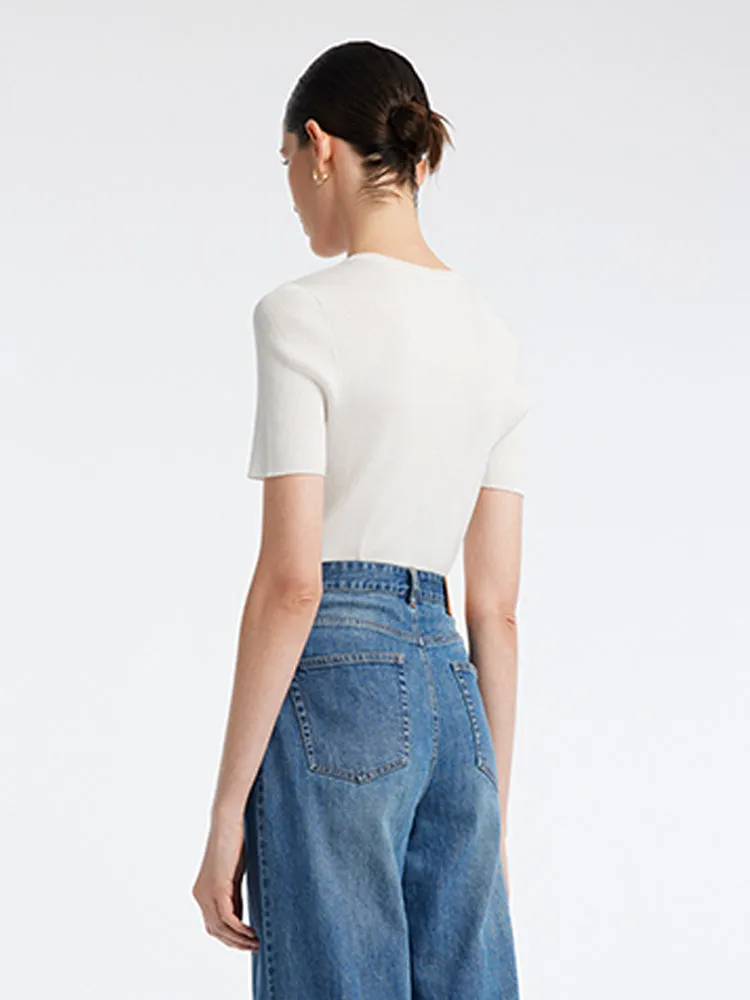 White Acetate Basic Women Knit Top sold by Goelia product image thumbnail 5