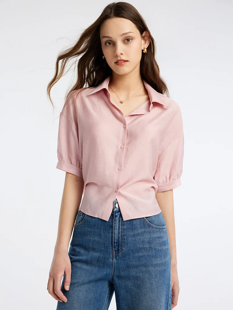 Light Pink Back Strap Crop Shirt sold by Goelia