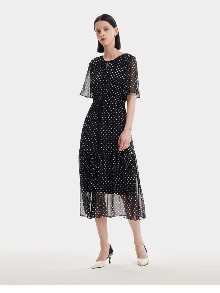 10 Momme Polka Dots Silk Midi Dress sold by Goelia product image thumbnail 2